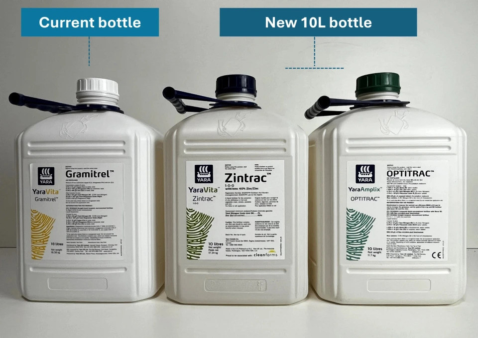 Garrafas 10 litros YaraVita y YaraAmplix